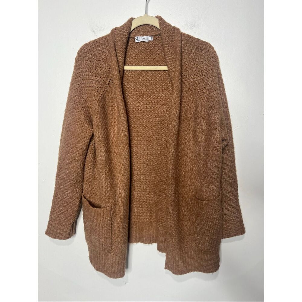 Carve Designs Camel Brown Knit Cardigan Sz Small Wool Blend